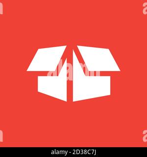 Icône boîte ouverte sur fond rouge. Illustration du vecteur de style plat rouge. Illustration de Vecteur