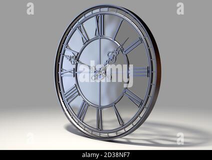 Un concept antique tour horloge fait d'un cadre en fer et un design avec un support en verre sur un studio isolé Arrière-plan - rendu 3D Banque D'Images