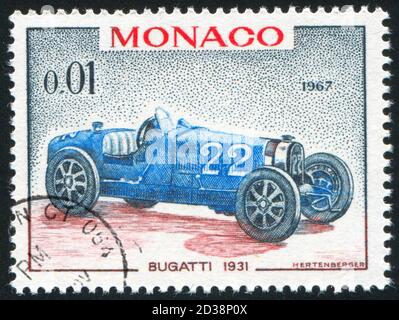 MONACO - VERS 1967: Timbre imprimé par Monaco, montre Bigatti, 1931, vers 1967 Banque D'Images