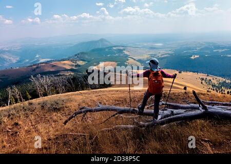 Randonnée sur Sepulcher Mountain, parc national de Yellowstone, Wyoming, États-Unis Banque D'Images