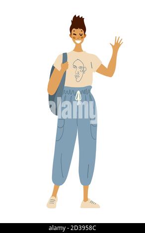 Fille Etudiante Adolescente Personnage Debout Personne Image Vectorielle Stock Alamy