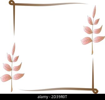 Cadre fleuri avec boucles et feuilles Illustration de Vecteur