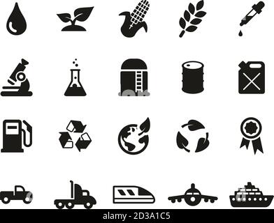 Icônes de carburant bio Noir & Blanc Grand Jeu Illustration de Vecteur