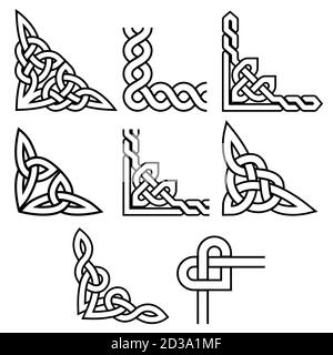 Celtic Corners Vector design Set, motifs de trame tressés irlandais - carte de vœux et éléments de design invititon Illustration de Vecteur