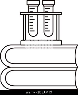 tests de tubes médicaux à la base avec la ligne de laboratoire de livres de pieux illustration vectorielle avec icône de style Illustration de Vecteur
