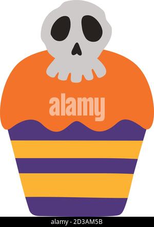 halloween cupcake avec tête de mort plat style icône vecteur illustration design Illustration de Vecteur