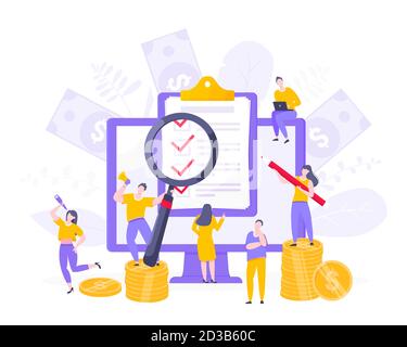 Formulaire d'enquête en ligne ou demande d'examen sur l'écran du moniteur. Illustration de Vecteur