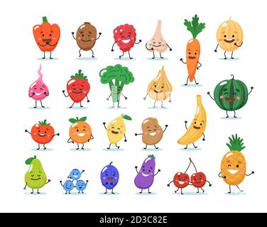 Personnages de fruits et légumes. Illustration vectorielle Illustration de Vecteur