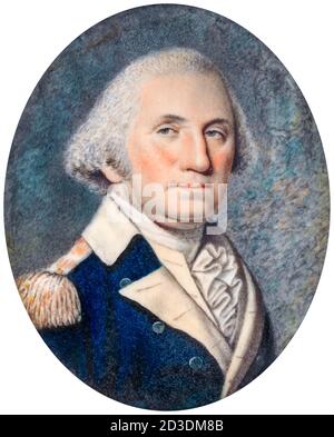 George Washington (1732-1799), 1er président des États-Unis, portrait miniature d'Ellen Wallace Sharples après James Sharples, vers 1803 Banque D'Images