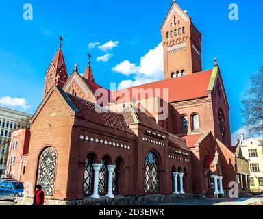 Église des Saints Simon et Helena (Église rouge), Minsk, Bélarus Banque D'Images