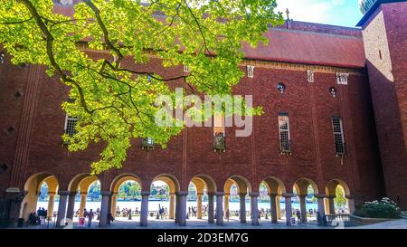 Cour de l'hôtel de ville de Stockholm, bâtiment qui abrite le Conseil municipal et qui accueille le banquet du prix Nobel. Stockholm, Suède Banque D'Images