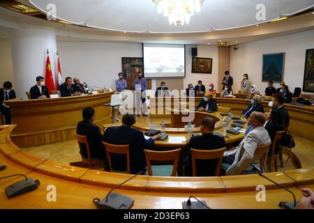 (201008) -- LE CAIRE, 8 octobre 2020 (Xinhua) -- UN séminaire est organisé par le Conseil suprême de la culture de l'Égypte pour célébrer l'échange culturel entre l'Égypte et la Chine au Caire, Egypte, 7 octobre 2020. (Xinhua/Ahmed Gomaa) Banque D'Images