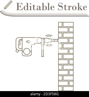 Icône de plaque de perçage du perforateur. Dessin simple de contour modifiable. Illustration vectorielle. Illustration de Vecteur