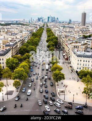 Panorama de Paris, vue de l'Arc de Triomphe, France Banque D'Images