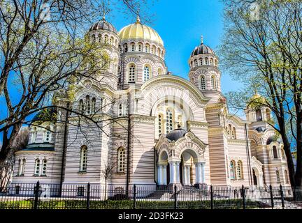 Cathédrale orthodoxe de la Nativité du Christ à Riga, Lettonie Banque D'Images
