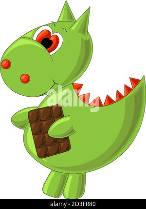 Dinosaure vert au chocolat dans un style de dessin animé Illustration de Vecteur