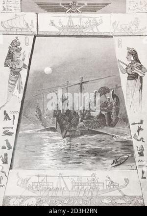 Ancienne flottille égyptienne. gravure du xixe siècle. Banque D'Images