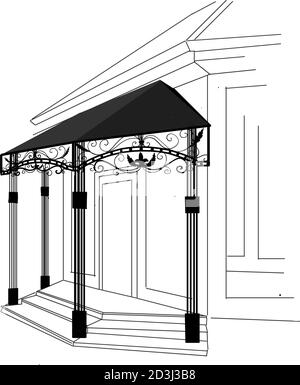 CROQUIS d'éléments métalliques forgés avec ornements anciens. Pare-soleil d'escalier forgé de forgeage artistique Illustration de Vecteur