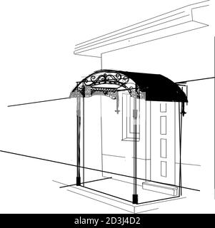 CROQUIS d'éléments métalliques forgés avec ornements anciens. Pare-soleil d'escalier forgé de forgeage artistique Illustration de Vecteur