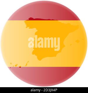 drapeau espagnol rond et carte de l'espagne sticker contour ou illustration vectorielle de badge Illustration de Vecteur