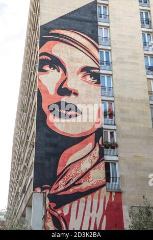 LE 13ÈME QUARTIER EN PLEIN AIR MUSÉE D'ART DE LA RUE À PARIS Banque D'Images