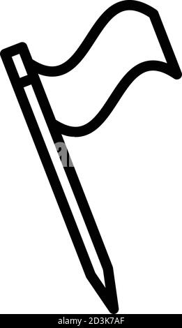 Drapeau, icône en forme de cure-dent, style contour Illustration de Vecteur