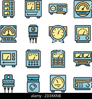 Les icônes du régulateur de tension définissent le vecteur à plat Illustration de Vecteur