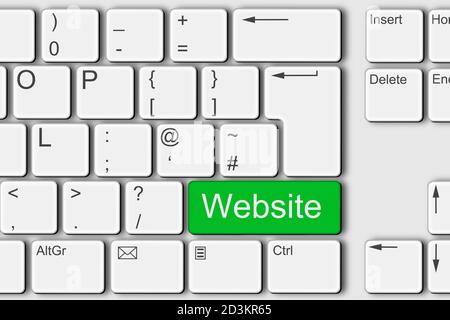 Concept de site Web PC ordinateur clavier 3d illustration vert Banque D'Images