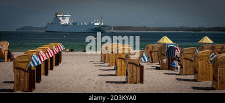 TallutImages Beach, cabine, cabines, bateau, navires Travemünde Baltic Banque D'Images