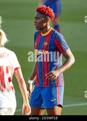 Barcelone, Espagne. 8 octobre 2020. Asisat Oshoala du FC Barcelone lors du match final Copa de la Reina 19/20 1/2 entre l'équipe féminine du FC Barcelone et l'équipe féminine du FC Séville au stade Johan Cruyff, le 08 octobre 2020 à Barcelone, Espagne. Credit: David Ramirez/DAX/ZUMA Wire/Alamy Live News Banque D'Images