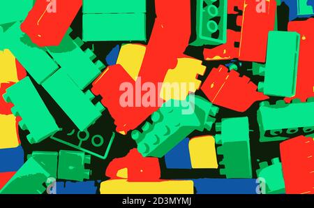 rendu 3d de blocs de construction en plastique jouets pour enfants Banque D'Images