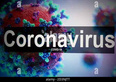 Modèle illustré du coronavirus affiché sur un moniteur. Le crédit photo devrait se lire: James Warwick Banque D'Images