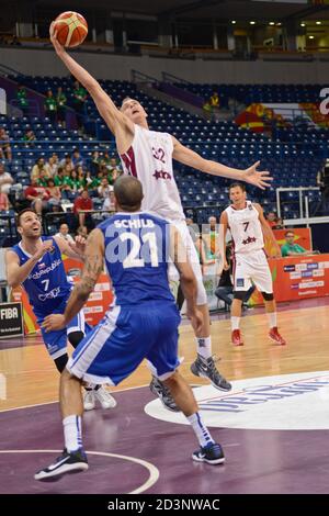 Anzejs Pasecniks. Équipe nationale de basketball de Lettonie. Tournoi FIBA OQT, Belgrade 2016 Banque D'Images