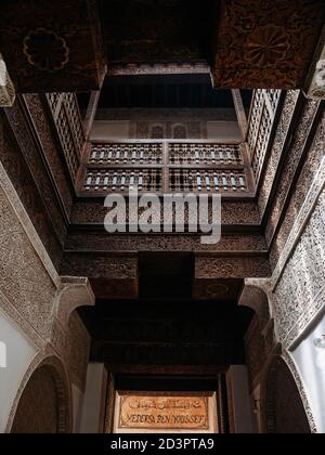 Medersa (collège théologique) Ben Youssef à Marrakech Banque D'Images
