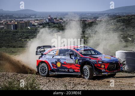 08 TANAK Ott (est), JARVEOJA Martin (est), Hyundai i20 coupe WRC, Hyundai Shell MOBIS WRT, action lors du Rallye Italia 2020 Sardegna, 6e tour du Championnat WRC 2020 de la FIA du 8 au 11 octobre 2020 à Alghero, Sardegna en Italie - photo Paulo Maria / DPPI crédit : LM/DPPI/Paulo Maria/Alay Live News Banque D'Images