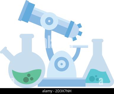 Flacons de chimie et conception de microscopes, science et laboratoire thème illustration vectorielle Illustration de Vecteur