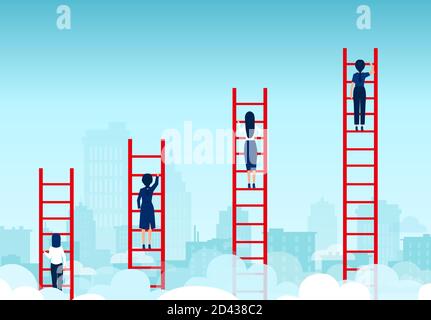 Vecteur de la concurrence des femmes d'affaires monter l'échelle de la réussite Illustration de Vecteur