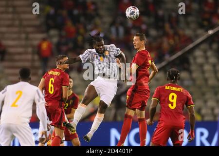 Bruxelles, Belgique. 8 octobre 2020. Hans Vanaken (2ème R) de Belgique vies avec Franck Kessie (3ème R) de Côte d'Ivoire lors d'un match amical entre la Belgique et la Côte d'Ivoire au Stade du Roi Baudouin à Bruxelles, Belgique, 8 octobre 2020. Credit: Zheng Huansong/Xinhua/Alay Live News Banque D'Images