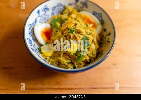 Haddock kedgeree fumé Banque D'Images