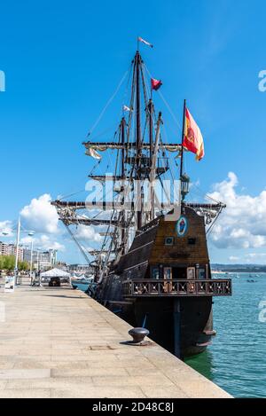 Santander, Espagne - 13 septembre 2020 : Andalucia Galleon, réplique espagnole du XVIIe siècle Banque D'Images