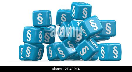 Cubes de signe de section isolés sur fond blanc, rendu 3D Banque D'Images