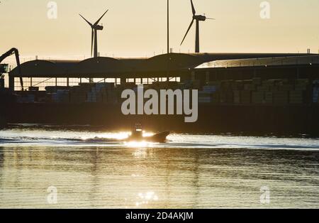 Brighton Royaume-Uni 9 octobre 2020 - des bateaux se dirigent vers la mer sur une belle matinée ensoleillée et calme depuis le port de Shoreham près de Brighton . : crédit Simon Dack / Alamy Live News Banque D'Images