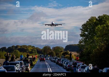 British Airways a retiré toute sa flotte de 747. Le jumbo sera démonté pour pièces de rechange à l'aéroport Cotswold de Gloucestershire. Banque D'Images