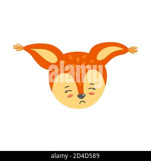 Écureuil tête comme triste emoji. Émoticone malheureux. Illustration vectorielle de l'écureuil dans un style plat Illustration de Vecteur