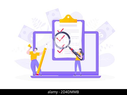 Formulaire d'enquête en ligne ou demande d'examen sur l'écran du moniteur Illustration de Vecteur