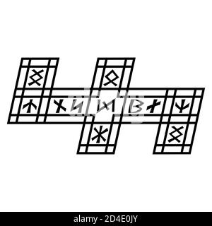 Symboles Runic dans le style scandinave ancien. Affiche crochet loup, symbole loup-garou Illustration de Vecteur