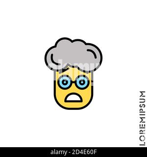 Frowning à bouche ouverte emoji jaune vecteur garçon, l'icône homme avec les sourcils élevés. Frowning à bouche ouverte emoji icône, vecteur simple élément illustrati Illustration de Vecteur