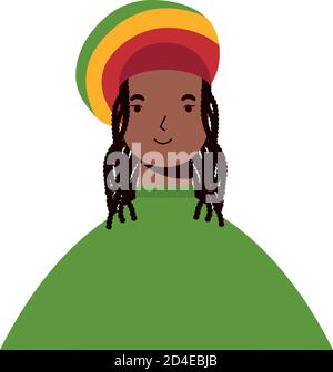 femme ethnique afro portant un chapeau jamaïcain personnage vecteur illustration design Illustration de Vecteur