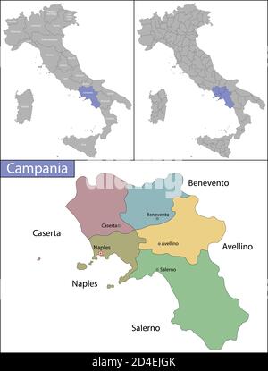 Illustration de la Campanie est une région de la Péninsule italienne Illustration de Vecteur