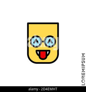 teasing emoji couleur. Vecteur icône de dessin animé teasing emoji avec la langue et les yeux en clin d'œil dans le style émoticône Illustration de Vecteur